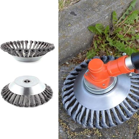 Tête Débroussailleuse,Débroussailleuse, Disque debrouissalleuses 200 x 25,4 mm, avec Poils Brosse métallique tressés, Couleur Argent-Improvement Concept 2025 - 8Zoll + 38Stränge (1/5)