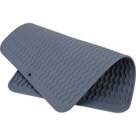 Tapis égouttoir à vaisselle en caoutchouc souple et flexible, résistant à la chaleur, antidérapant, sans BPA, écologique et polyvalent. Bleu. (1/5)