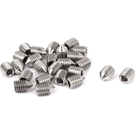 Lot de 16 vis sans tête coniques 5 mm de longueur, différents filetages métriques, M3, M4, M5 et M6. Lot de vis sans tête hexagonales en acier inoxydable de qualité A2 (1/3)
