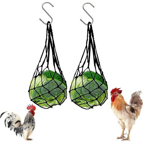 Filet d'alimentation pour fruits et légumes pour poules, accessoires de jeu pour poules, porte-fruits et porte-légumes, filet d'alimentation pour poules, canards, oies et autres volailles. (1/5)