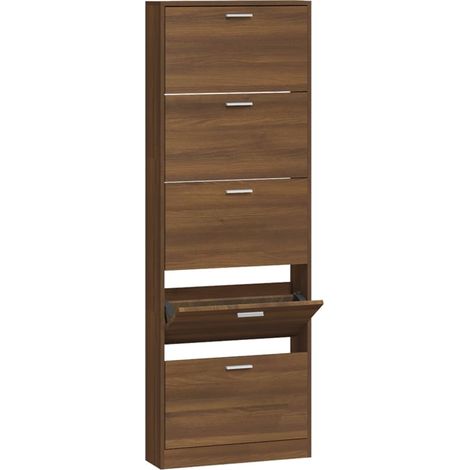 Schuhschrank Braun Eichen-Optik 59x17x169 cm Holzwerkstoff vidaXL