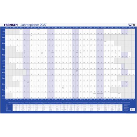 Franken PKH100227 Sottomano Annuale 2027 Bianco, Blu (L x A) 910 mm x 610 mm 1 pz. PKH100227 (1/5)