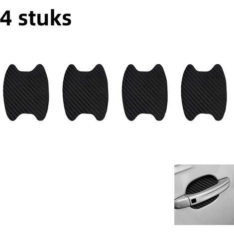 Lot de 4 autocollants noirs anti-rayures pour poignées de porte et de voiture, protection effet fibre de carbone (1/5)