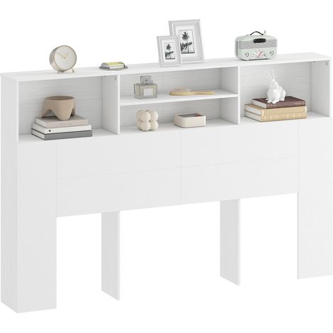 Tête de lit sur pied - HOMCOM - 4 compartiments ouverts - 160 x 20,2 x 108,2 cm - blanc