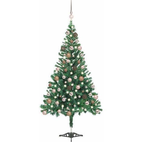 vidaXL Árbol de Navidad artificial con luces y bolas 564 ramas 180 cm (1/5)
