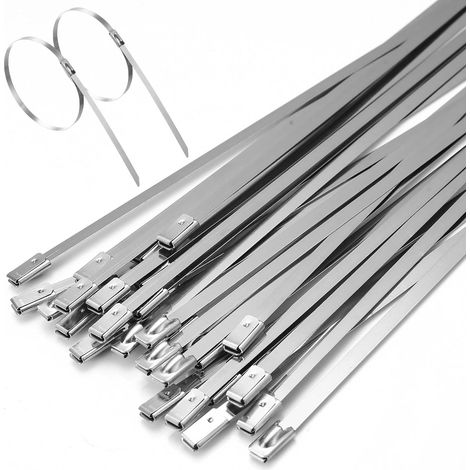 100 Pcs Collier de Serrage Inox, 4, 6 x 300 mm Attache Câblées Acier Inoxydable 304 (1/5)