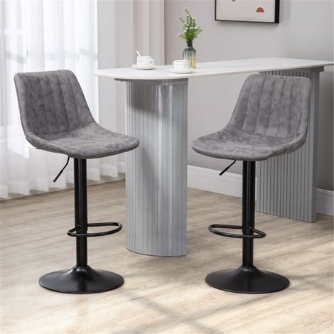 Stylish Grey Barstools Set of 2 with High Back Support,Foam Cushioned Seats,Durable Metal Frame,Ideal for Kitchen or Dining Area