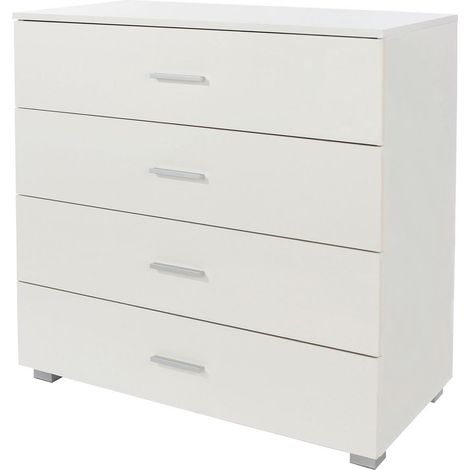4 Drawer Chest of Drawers - MDP - L40 x W80 x H84 cm - White - Flat Packed (1/5)