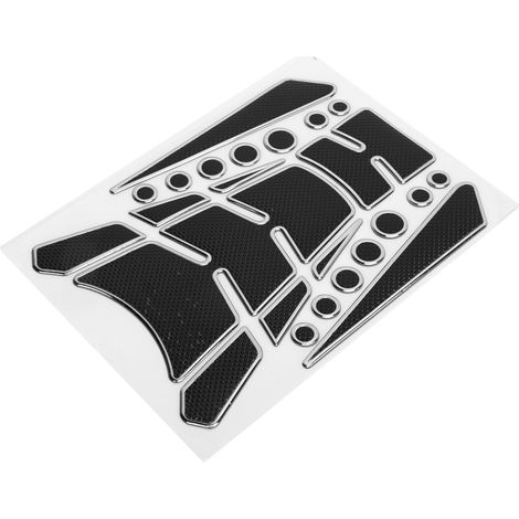 Autocollant réservoir moto, pastille ronde adhésive éponge, protection personnalisée universelle (Noir Argent) (1/5)