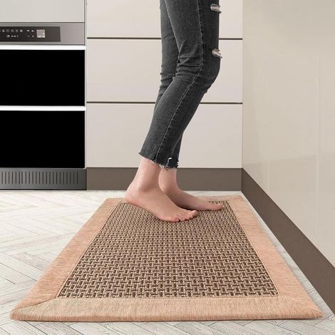 Alfombra de cocina lavable, antideslizante, de algodón y lino, tejida, tipo pasillo, absorbente, para cocina y comedor. (1/4)