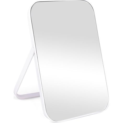 Tragbarer 8-Zoll-Schminkspiegel mit um 180° verstellbarem Ständer, für Schminktisch, Salon oder Reisen (weiß)