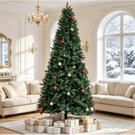 Albero di Natale artificiale verde 240 cm, 1499 rami in PVC con base in metallo (1/5)
