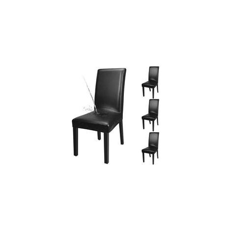 Set mit 4 wasserdichten Stuhlhussen aus Kunstleder – Maße: 52–60 cm x 35–48 cm x 40–48 cm – Einfache Montage dank elastischem Saum (1/5)