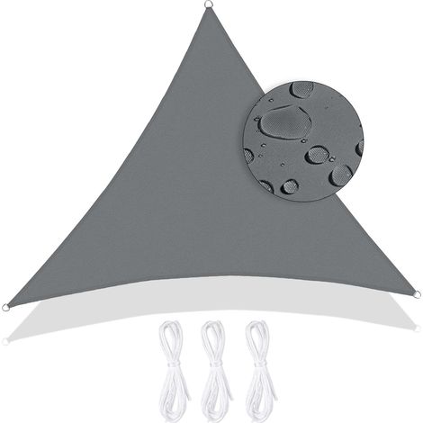 Toldo triangular de 3 x 3 x 3 m, impermeable con protección UV, tela de sombra impermeable para jardín, terraza, patio, piscina, balcón, gris