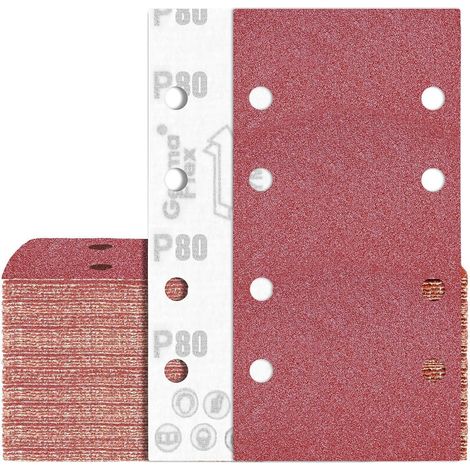 Lot de 75 feuilles abrasives 93x185 mm grain P80 pour ponceuse vibrante (1/5)