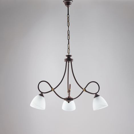 Armer Kunst Eisen Kronleuchter Rost schwarz drei weiße Lichter 58x h52 cm