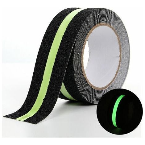 Nastro antiscivolo con pellicola luminosa che si illumina al buio, nastro di sicurezza per scale, gradini, pavimenti scivolosi, interni ed esterni, 5 m x 5 cm (1 pz) (1/3)