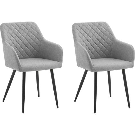 Pack 2 Sillas Comedor Rombo, Juego 2 Sillas Salón Tapizadas, Sillas Sala de Estar - Gris