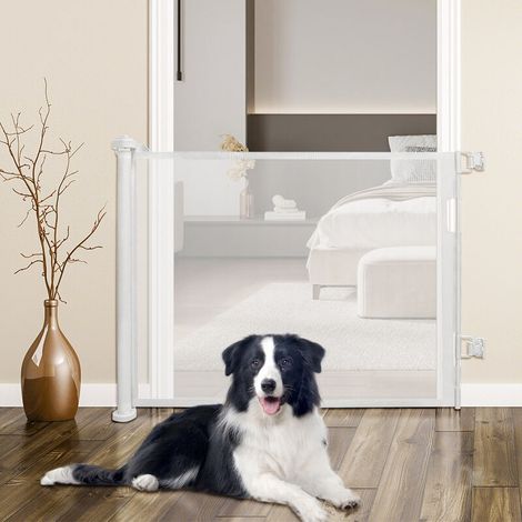 Barrière de sécurité - Pour escalier de bébé - Pour l'intérieur et l'extérieur - Extensible de 0 à 180 cm - Blanc (1/5)