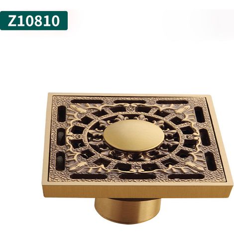 Siphon de sol désodorisant en cuivre antique, adapté à la salle de bain/douche, z10810 (10 cm x 10 cm) (1/5)