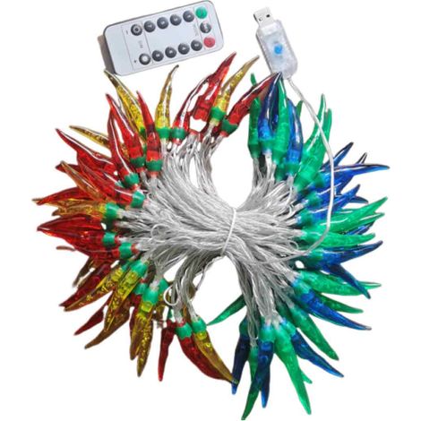1 Guirlande lumineuse, 100 LED, effet piment rouge, 10 mètres, IP44, intérieur et extérieur (1/5)