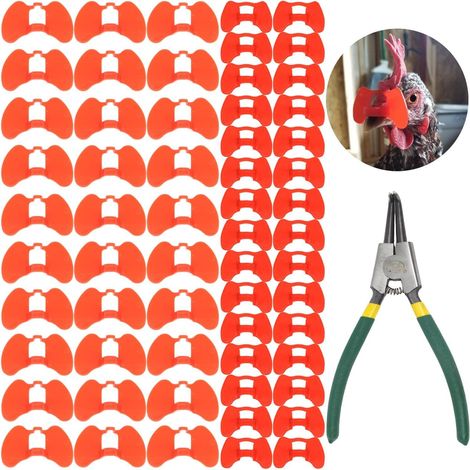 Masques pour poulets, lunettes de protection anti-picorage, 30 pièces de taille moyenne + 30 pièces de grande taille + 1 pince (1/4)