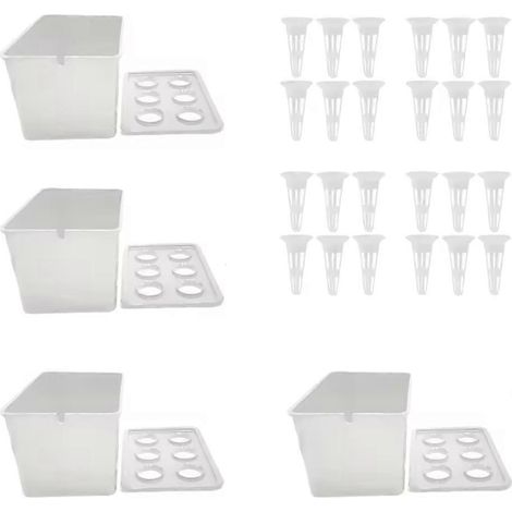 4 pièces Nursery pots Hydroponic System Growing boîte plantation récipient pour Propagation plantes légume boîte blanc (1/5)