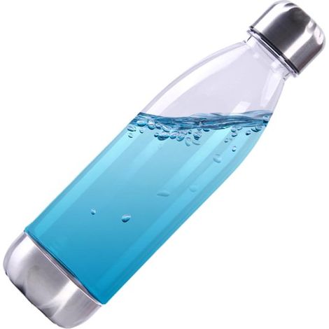 Botella de agua transparente - Plástico irrompible - Tapa de acero inoxidable (1/5)