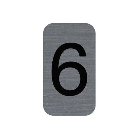 Plaque de signalisation - EXACOMPTA - Chiffres 6 - 25 x 44 mm - Gris - Finition Mat