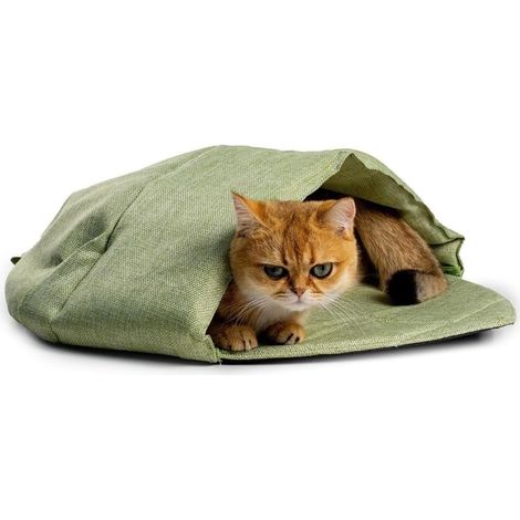 Saco de dormir para gatos con forma de hoja, cama acogedora para gatos, nido para mascotas estilo cueva, cama para gatos de dibujos animados lavable, cómoda y suave, accesorios para camas de interior 