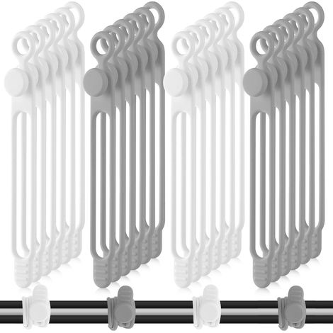 Lot de 40 attaches de câble réutilisables en silicone - Sangles réglables - Organisateur de câbles de charge multifonction pour fixer les cordons de charge (10,5 cm, blanc, gris) (1/5)