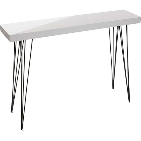 Meuble d'Entrée Étroit pour Entrée ou Couloir, Table Console, Dimensions (H x l x L) 80 x 25 x 110 cm, Bois et métal, Couleur: Blanc (1/5)