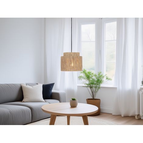 LED Pendelleuchte 1-flammig aus Jute Natur im Boho Stil, Ø 31cm (1/5)