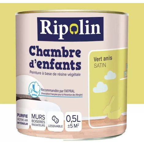 Peinture satinée RIPOLIN Chambre d'enfants Vert Anis 0,5 L (1/6)