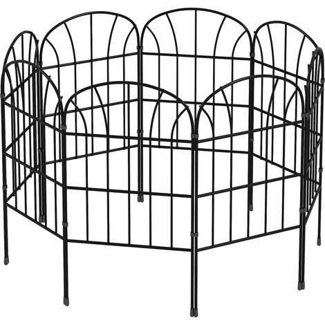 Set mit 8 dekorativen schwarzen Metall-Gartenrandleisten mit Ornamenten – 264 x 61 cm