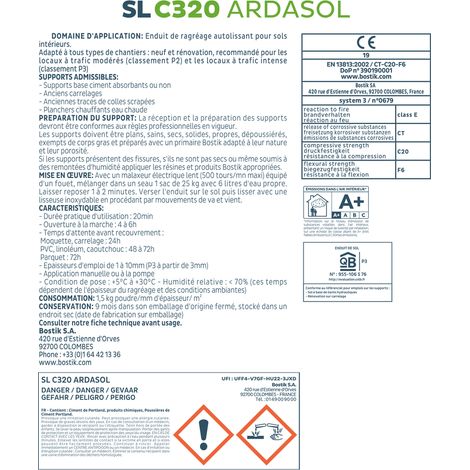 Enduit de sol autolissant SL C320 Ardasol - Rouge - 25kg - BOSTIK - 30615456