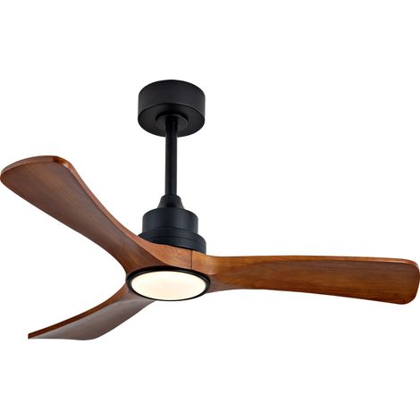 Ventilateur de Plafond avec Lumières 106 cm Silencieux CC LED à Intensité Variable Télécommande Mode Été/Hiver Bois Noir (1/5)