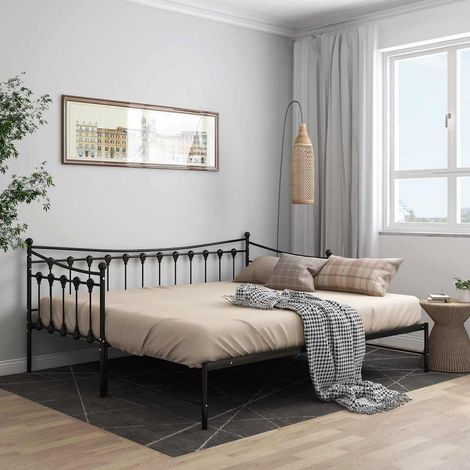 Cadre de canapé-lit extensible sans matelas Noir Métal 90x200cm (1/5)