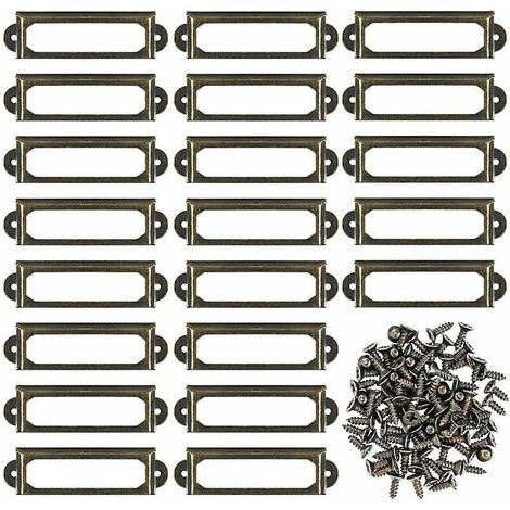 lot De 50 Porte-tiquettes En Mtal Pour Meuble, Tiroir, Carte, Cadre De Plaque Signaltique Pour Tagre De Bureau, Tagre De Bibliothque (60 X 24 Mm) (1/5)