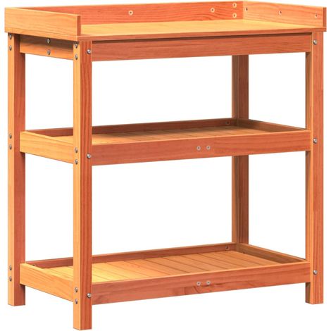 vidaXL Tavolo Invaso con Ripiani Marrone 82,5x45x86,5 cm Massello Pino (1/5)
