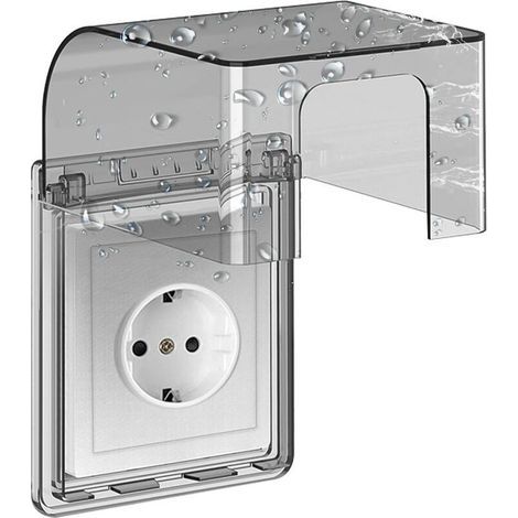 Type 86 Cache Prise Etanche Electrique Murale, Prise Electrique de Courant Etanche, Autocollant Prise Couvercle Interrupteur, 10.8x7.5x12.3cm, pour Salle de Bain et Cuisine Prise-Muntra (1/4)