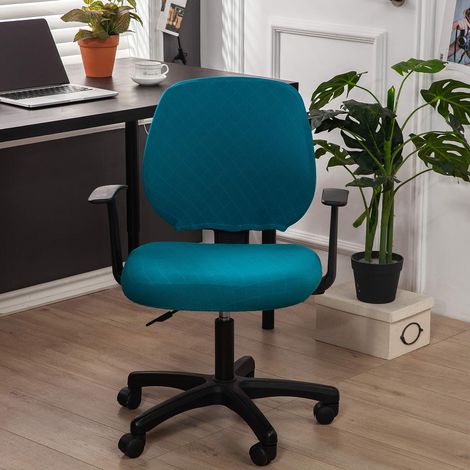 Protective cover for office chair - Extendable armrests - Protective cover for swivel chair (chair not included) - Peacock blue (1/5)