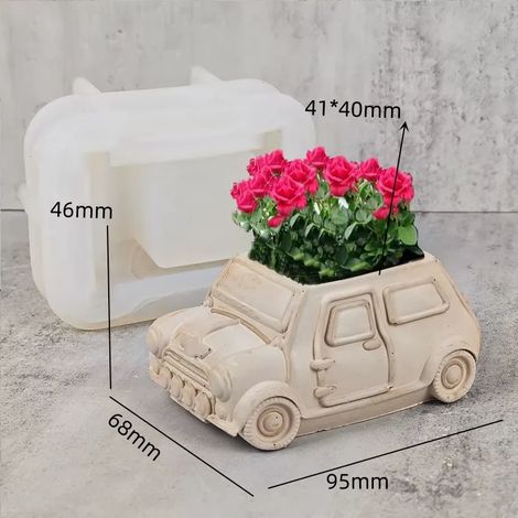 (Moule pour voiture)Moule en résine silicone pour pot de fleurs, plante grasse, locomotive, boîte de rangement, moule en béton, moteur, train, coupelle à bougie, moules en plâtre (1/4)