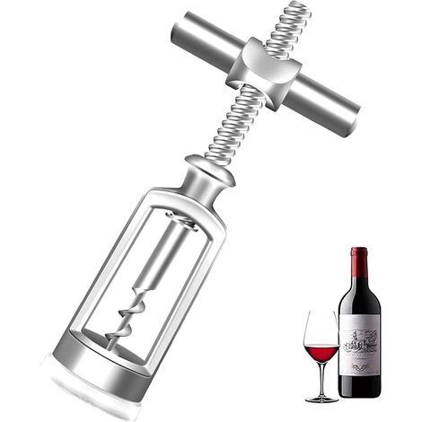 JSSEVN - Zinc alloy wine bottle opener, bell-shaped corkscrew, screw-on cross-shaped waiter's knife used for corked wines such as open red and dry white wines (1/4)