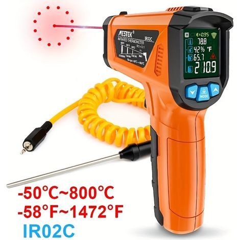 Professionelles digitales Infrarot-Thermometer -50 bis 800 °C berührungsloses Pyrometer für hohe Temperaturen LCD-Farbdisplay industrielle & Outdoor-Messung (1/4)