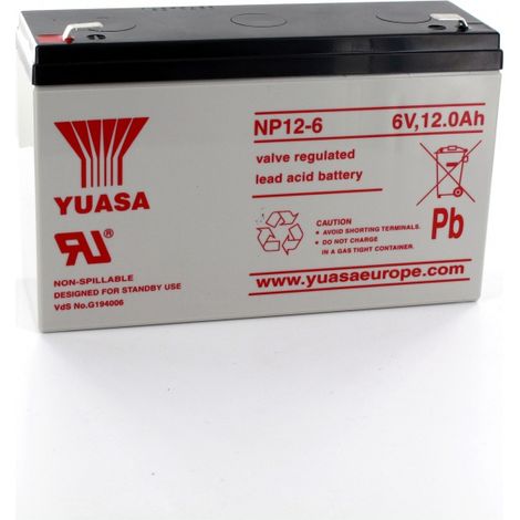 Plomo batería Yuasa 6V 12Ah NP12-6 (1/2)