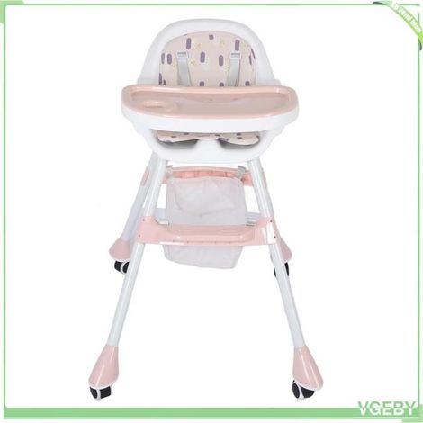 Fafeicy Chaise haute pour bébé Chaise haute pliante pour bébé, avec Double plateau, roues puericulture siege-auto Vert Rose (1/5)