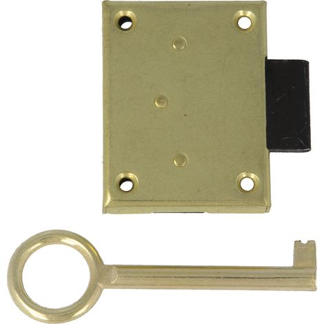 Serrure Encastrée pour Meuble Entrée à 40 mm Livrée avec Clé à Gorge Système de Fermeture pour Tables, Armoires et Petits Meubles Laiton Doré Mat (1/5)