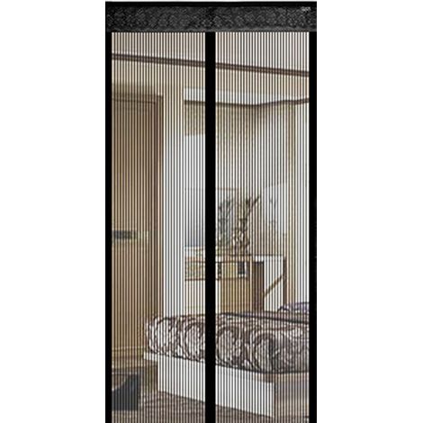 SABIR Moustiquaire de Porte Magnétique Fermeture Automatique Rideau Porte Anti insectes Mouche Moustique avec Aimants et Bande Adhesive Sans Perçage, (90x210cm, Noir) (1/5)