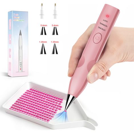 Stylo électrique pour peinture diamant - Stylo pour peinture diamant - Pinceau pour peinture diamant - Accessoires pour peinture diamant - Avec 4 ventouses - ABS - Rose (1/5)